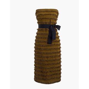 Banana Republic Raffia Detail Safari Green Midi Dress 6